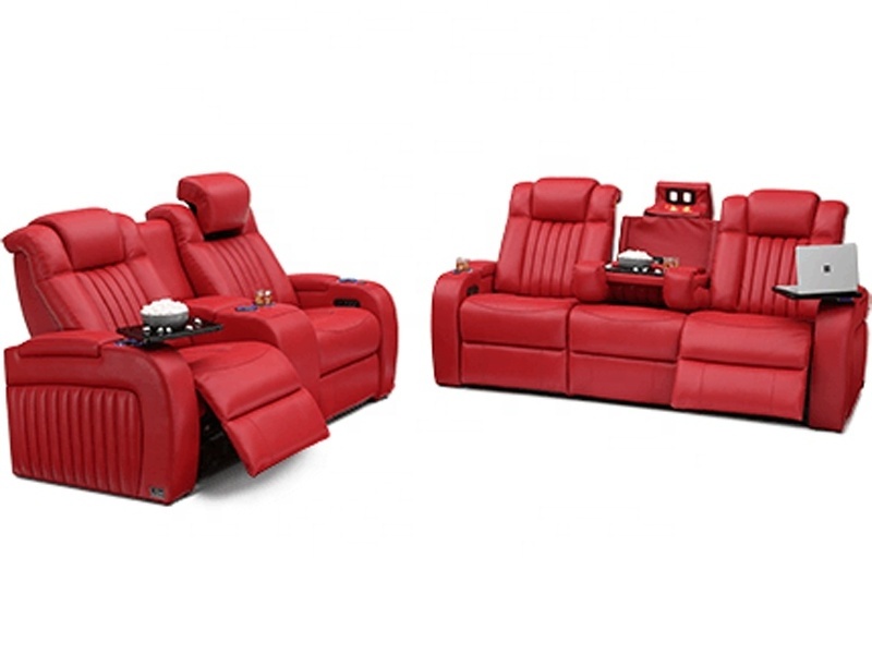 JKY Furniture Comfortable Multifunctional Home Theater Cinema Seating Recliner Sofa Chair with Cup Holder and Tray Table