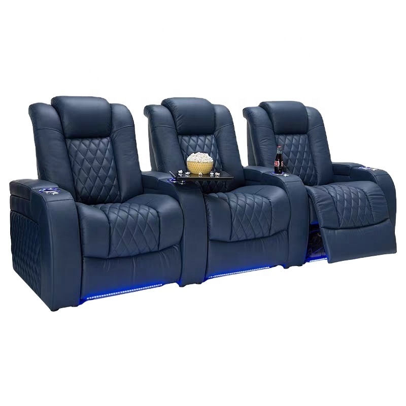 Geeksofa Top Leather Power Electric Home Theater Cinema Recliner Sofa Seating With Cup Holder