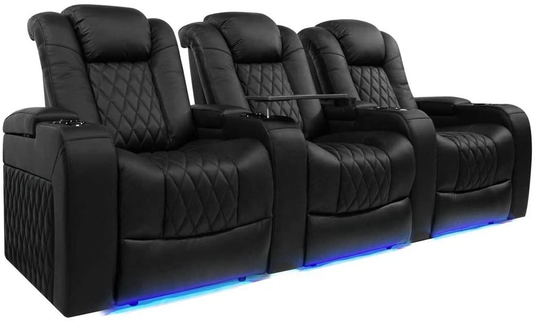 Geeksofa Top Leather Power Electric Home Theater Cinema Recliner Sofa Seating With Cup Holder