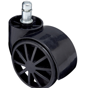 All style Hot Black 60MM Plastic Chair Caster Furniture Nylon Castor Wheels For Office Chairs