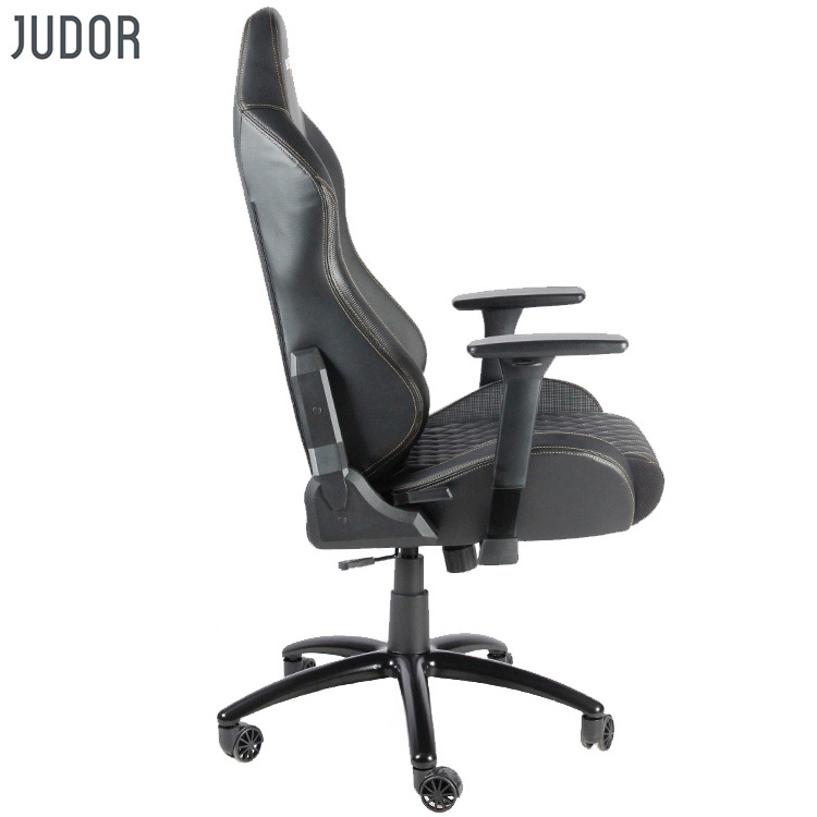 Judor Custom Leather Gaming Chair Racing Swivel Computer Office Chair Parts With Wide Metal Frame