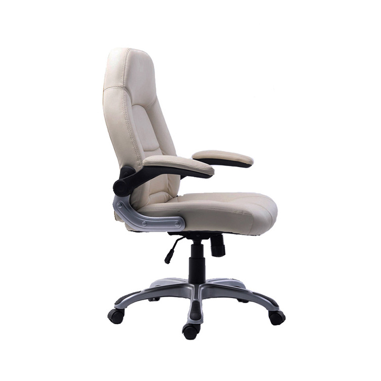 Swivel White Gaming Computer Chair Leather Office Manager Chairs Swivel Chair Office With Arms Wheels