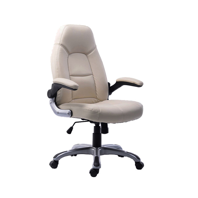 Swivel White Gaming Computer Chair Leather Office Manager Chairs Swivel Chair Office With Arms Wheels