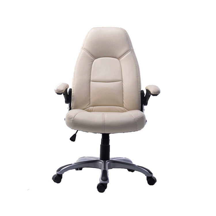 Swivel White Gaming Computer Chair Leather Office Manager Chairs Swivel Chair Office With Arms Wheels