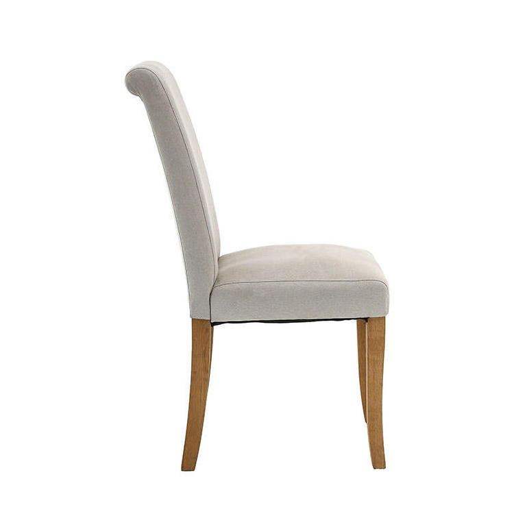 Modern Design Tufted Dine Chair Fabric High Back Upholstered Beige Dining Chair With Adjustable Anti-Slip Foot Pads