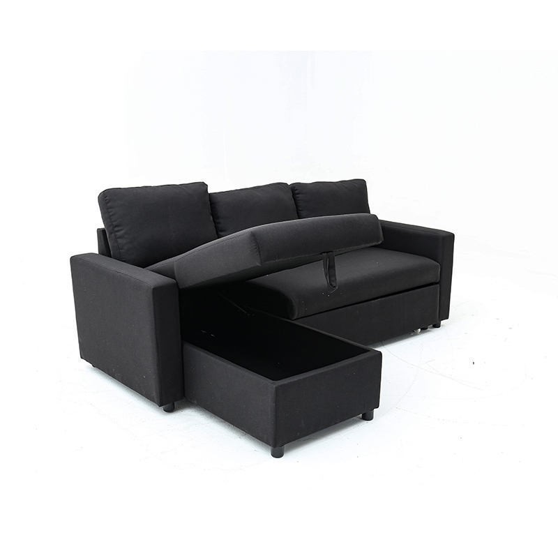 European Style Design Canape Noir Sofa Cama L Shaped Folding Sectional Sofa Bed With Storage