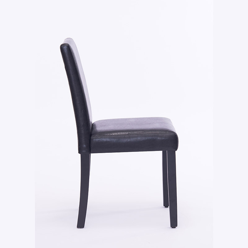 Modern Dining Room Furniture Black Leather Upholstered Dining Chair With Wood Legs