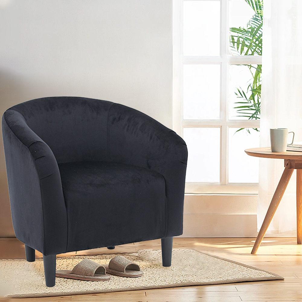 Accent Sofa Chair Modern Black Velvet Thickened Cushion Soft Cafe Accent Chair