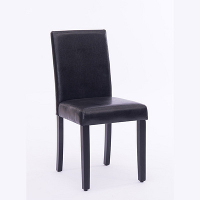 Modern Dining Room Furniture Black Leather Upholstered Dining Chair With Wood Legs