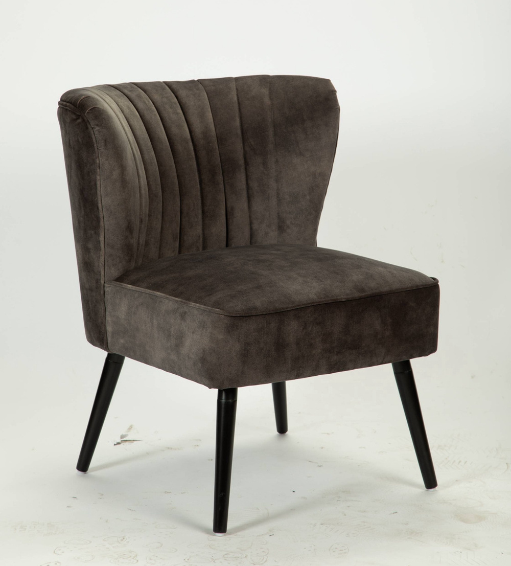 Fashion Modern Single Seat Accent Chair Round Back Big Seat Sessel Thick Velvet Fabric Solid Wood Legs Wing Back Leisure Chair