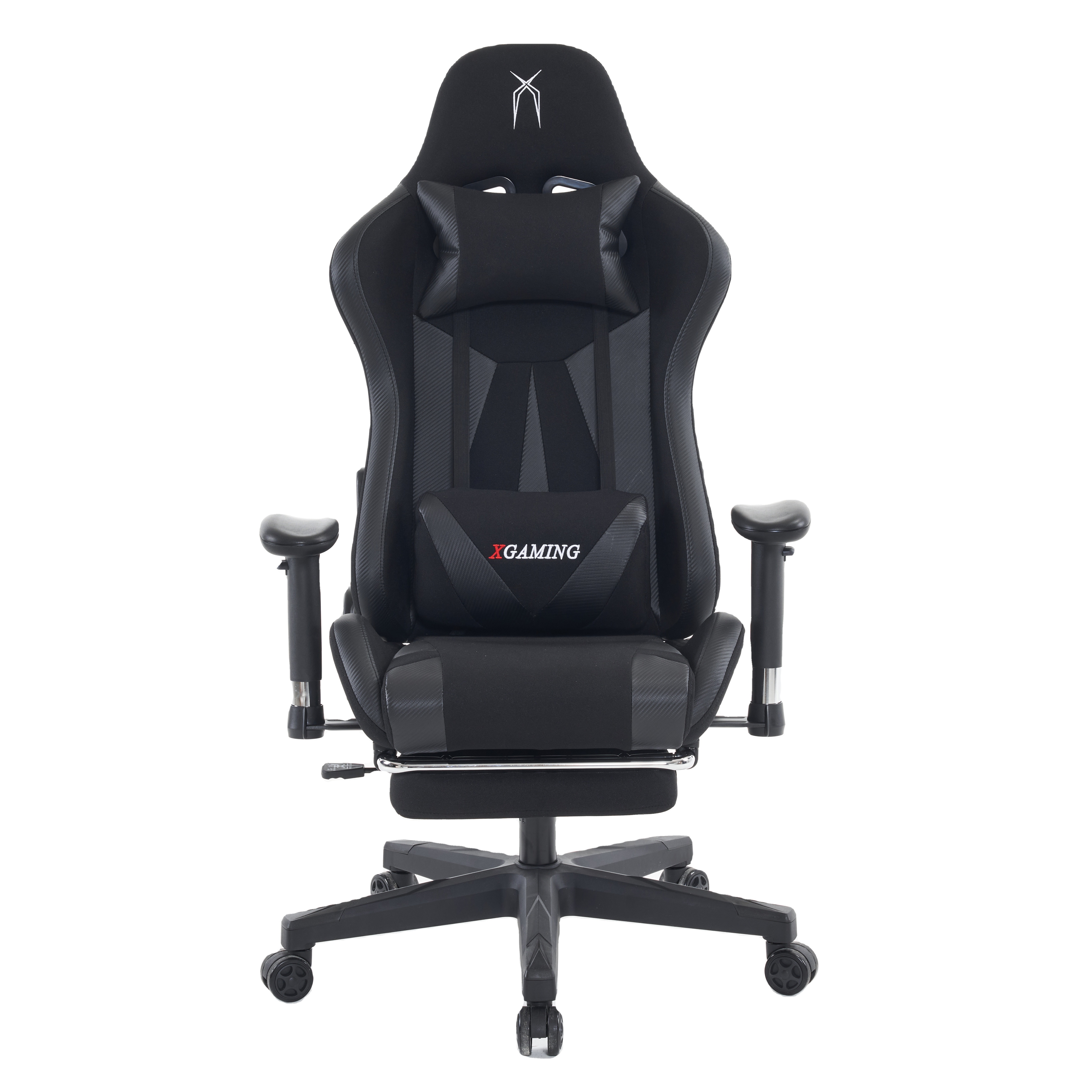 Leather fabric gamer chair with lumbar support ergonomic gaming chair with footrest