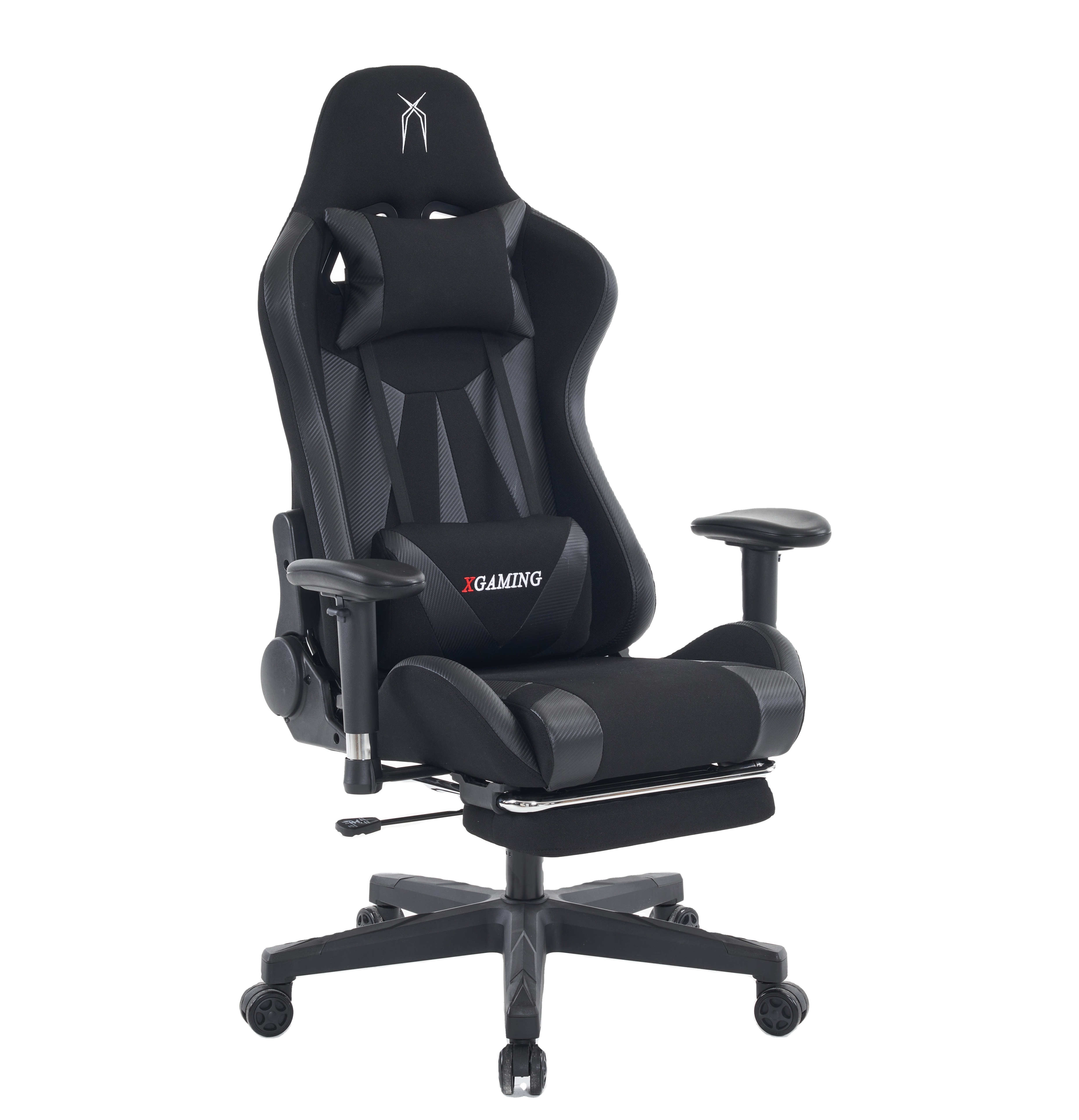 Leather fabric gamer chair with lumbar support ergonomic gaming chair with footrest