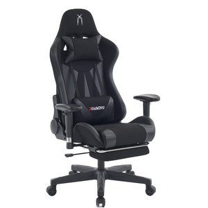 Leather fabric gamer chair with lumbar support ergonomic gaming chair with footrest