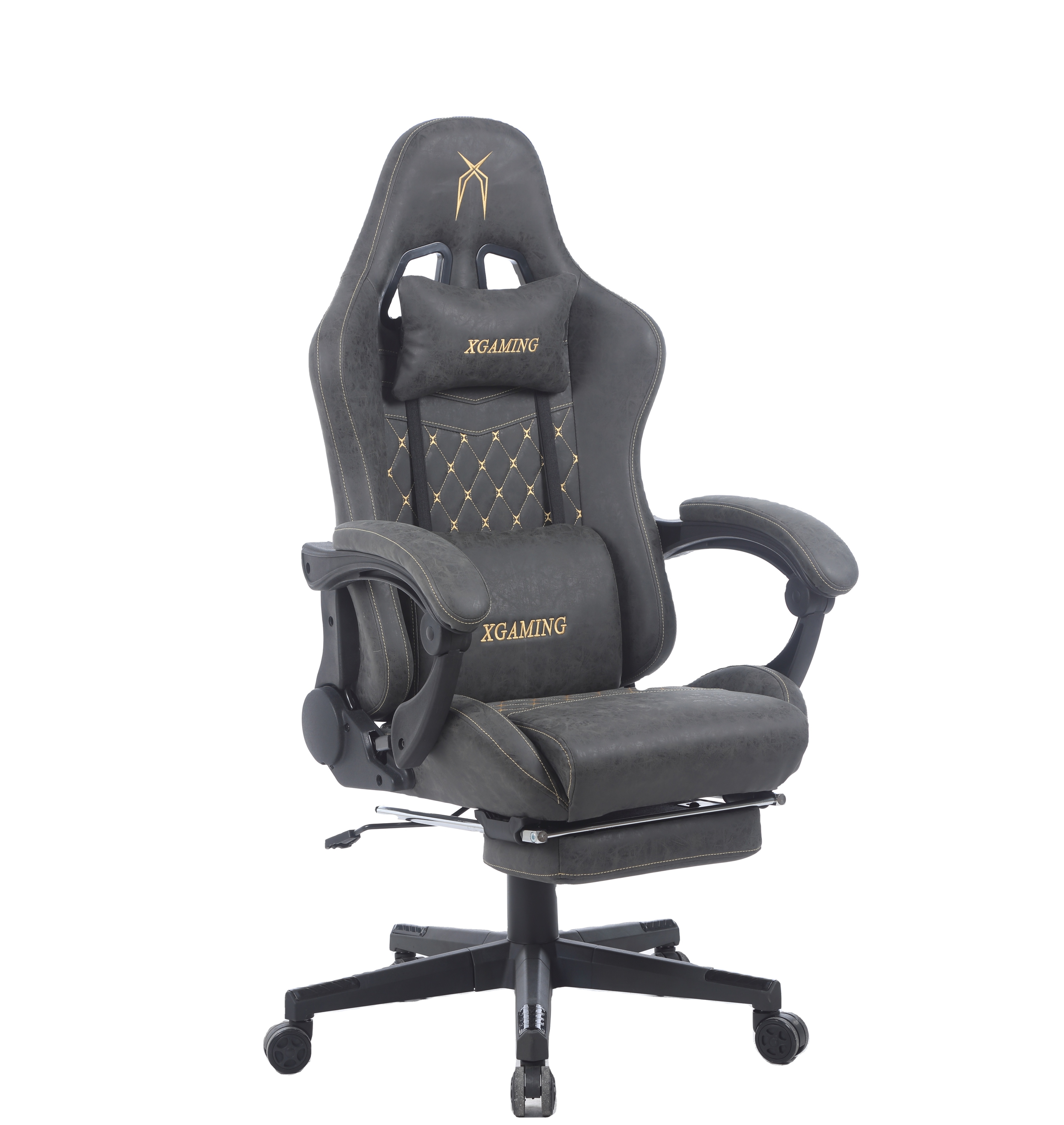 new design reclining gamer chair with footrest brown gaming chair