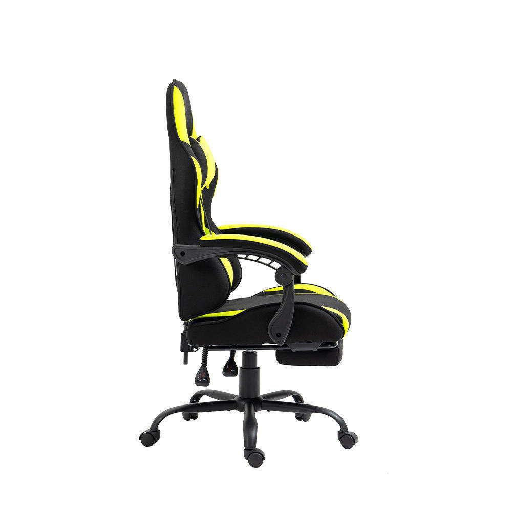 Wholesale price hot sale computer rocker best soft yellow and black gaming chair with footrest