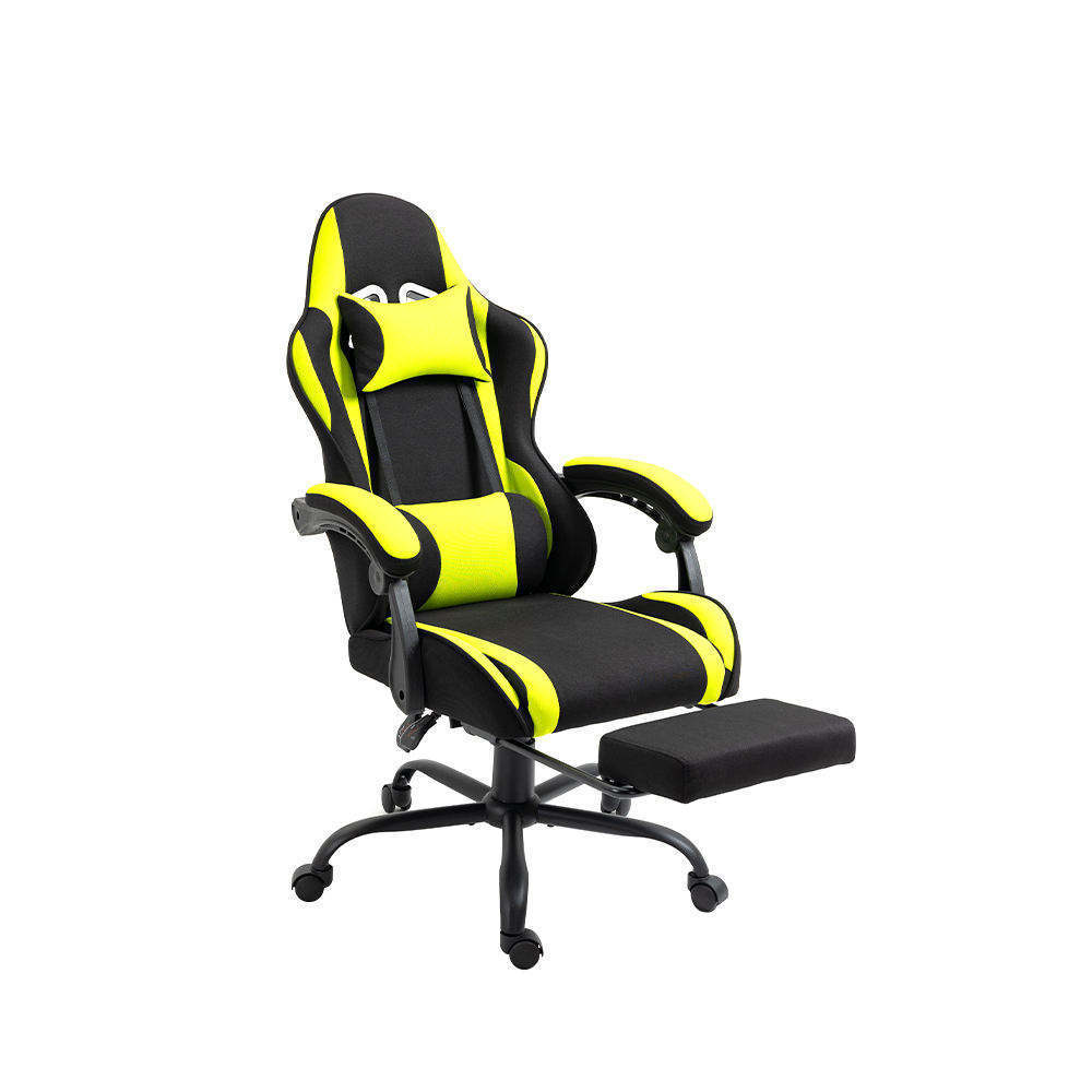 Wholesale price hot sale computer rocker best soft yellow and black gaming chair with footrest