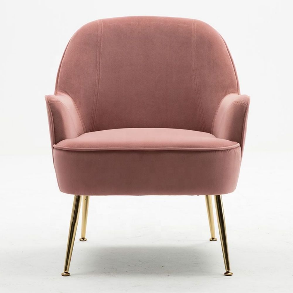 Lounge great small soft armchair living room modern velvet pink accent chair