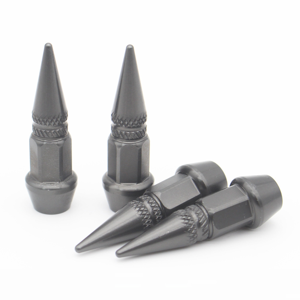 4 PCS 60mm Car Tire Personality Refitting Valve Cap Pointed Bullet Valve Cap Motorcycle Bicycle Valve Cap Tire Fittings