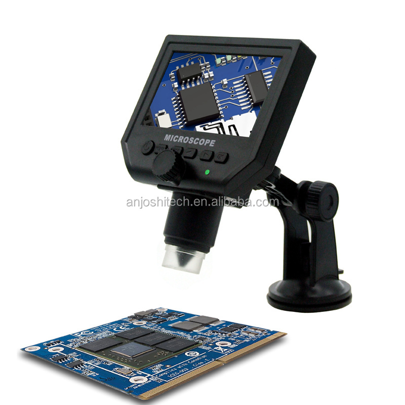 1-600X Digital Microscope Aluminum Alloy Stand 4.3 Inches HD LCD Video Soldering Microscope PCB Phone Repair Microscope