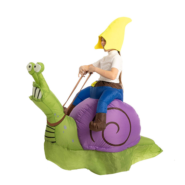 Hot Sale Customizable Size Adult Children Dress Up A Child Riding A Snail Holiday Party Giant Inflatable Costume