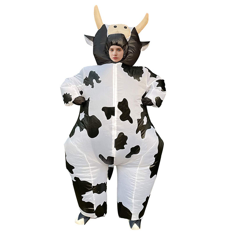 Hot Sale Customizable Size Adult Children Dress Up Black And White Dairy Cow Holiday Party Giant Inflatable Costume