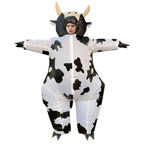 Hot Sale Customizable Size Adult Children Dress Up Black And White Dairy Cow Holiday Party Giant Inflatable Costume