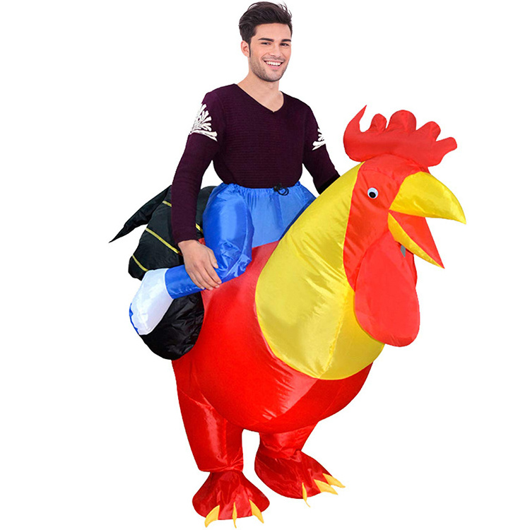 Hot Sale Customizable Size Adult Children Dress Up The Man Riding The Cock Holiday Party Giant Inflatable Costume