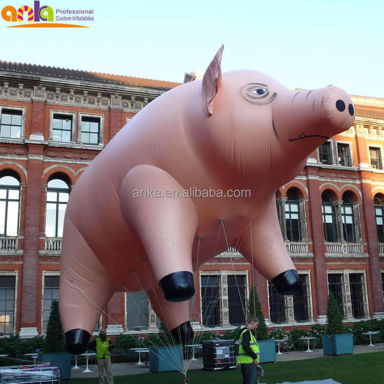 Advertising helium balloon pink giant inflatable flying pig for sale