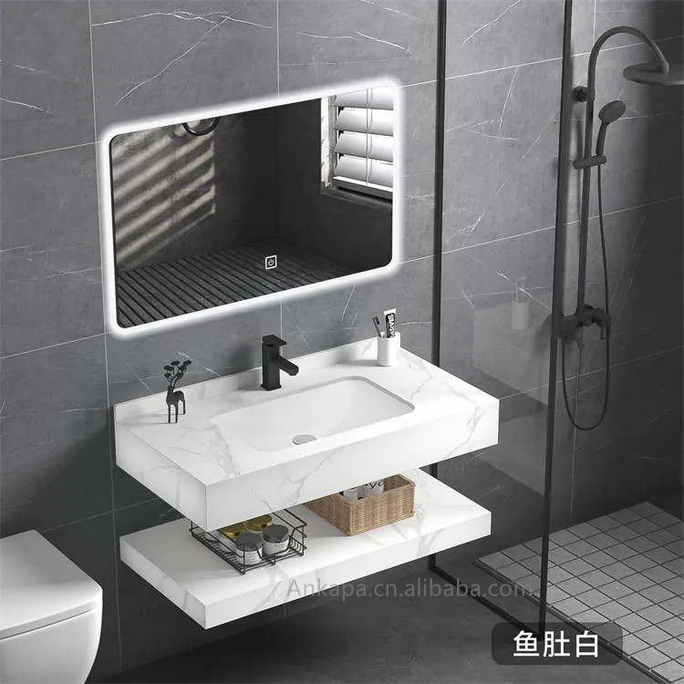 Modern bathroom mirror cabinet basin vanity wall mounted bathroom rock slate sink vanities