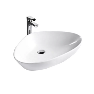 New designed bathroom sanitary ware, glossy triangular countertop washbasin, leaf shaped ceramic art sink