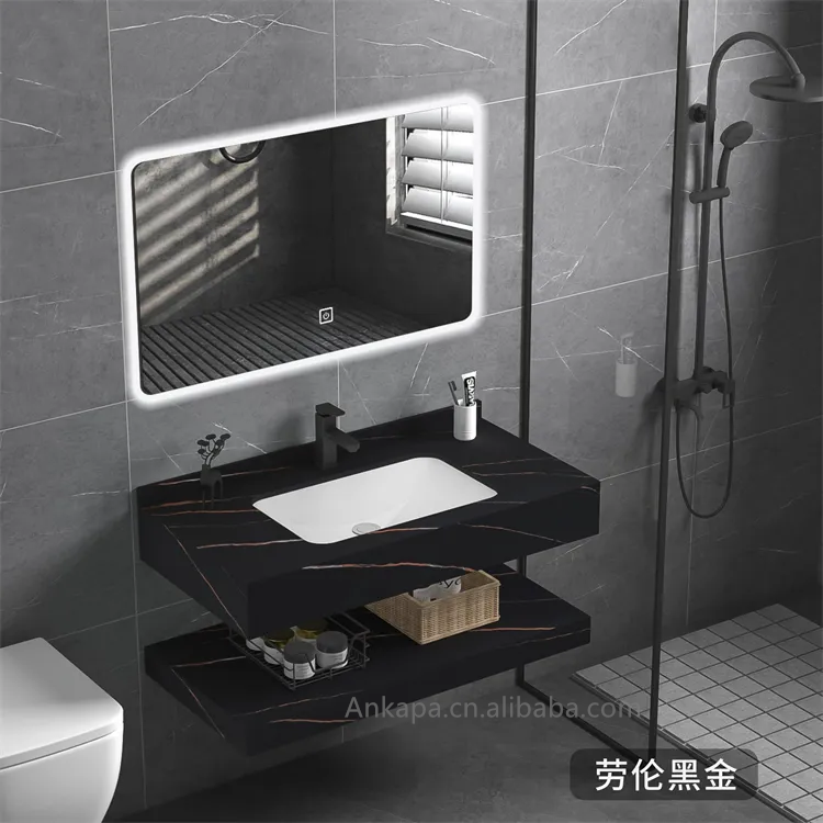 Modern bathroom mirror cabinet basin vanity wall mounted bathroom rock slate sink vanities