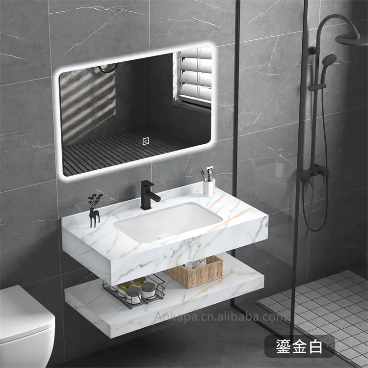 Modern bathroom mirror cabinet basin vanity wall mounted bathroom rock slate sink vanities