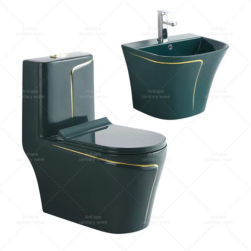 Wash Down Bathroom Toilet wall hung basin and matte grey colored toilet bowl ceramic wc toilet set