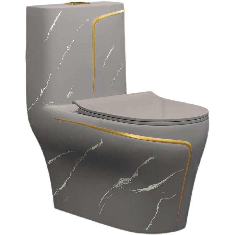 Luxury Marble One Piece Bathroom Ceramic Wc Water Closet Porcelain Gold Grey Colored Toilets Bowl