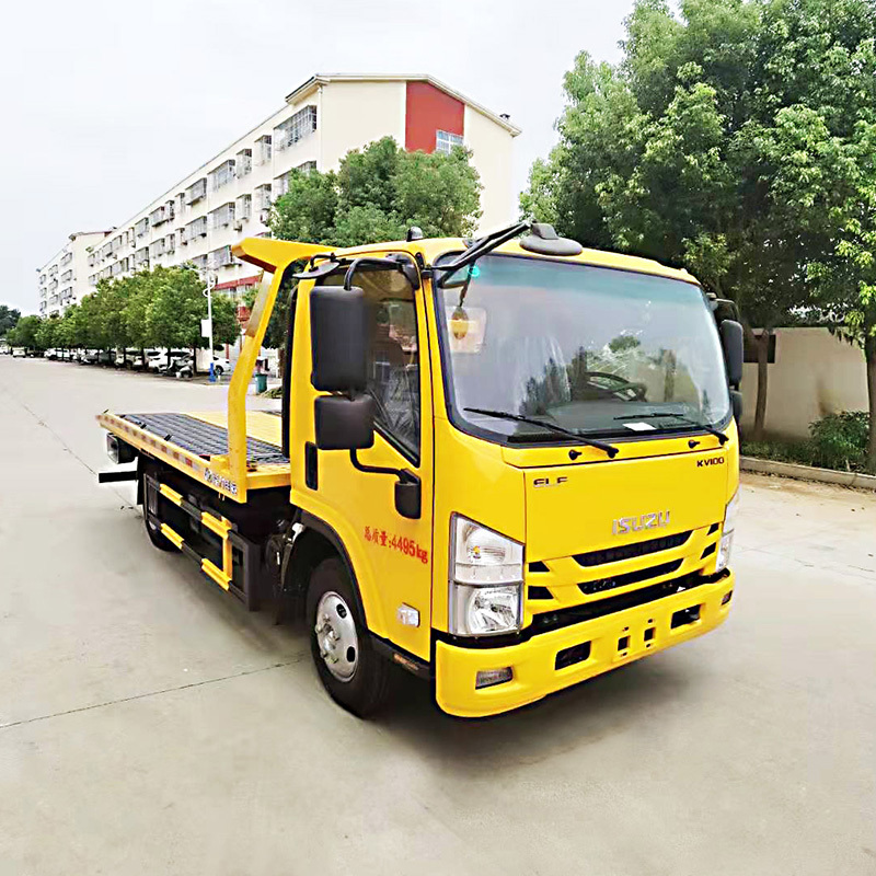 ISUZU 4X2 new or used 4ton flatbed tow truck road wrecker truck with cheap price for sale