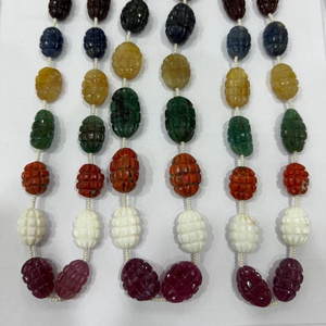 Finest Quality Big Size Navratna Beads Hand Carved Precious Gemstone Beads handmade bulk product