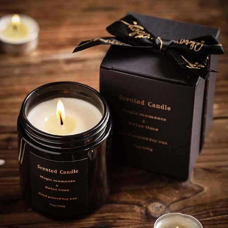 Black Color Scented Luxury Wax Candles In Glass Jar Aromatic candles Customized Scented Candle