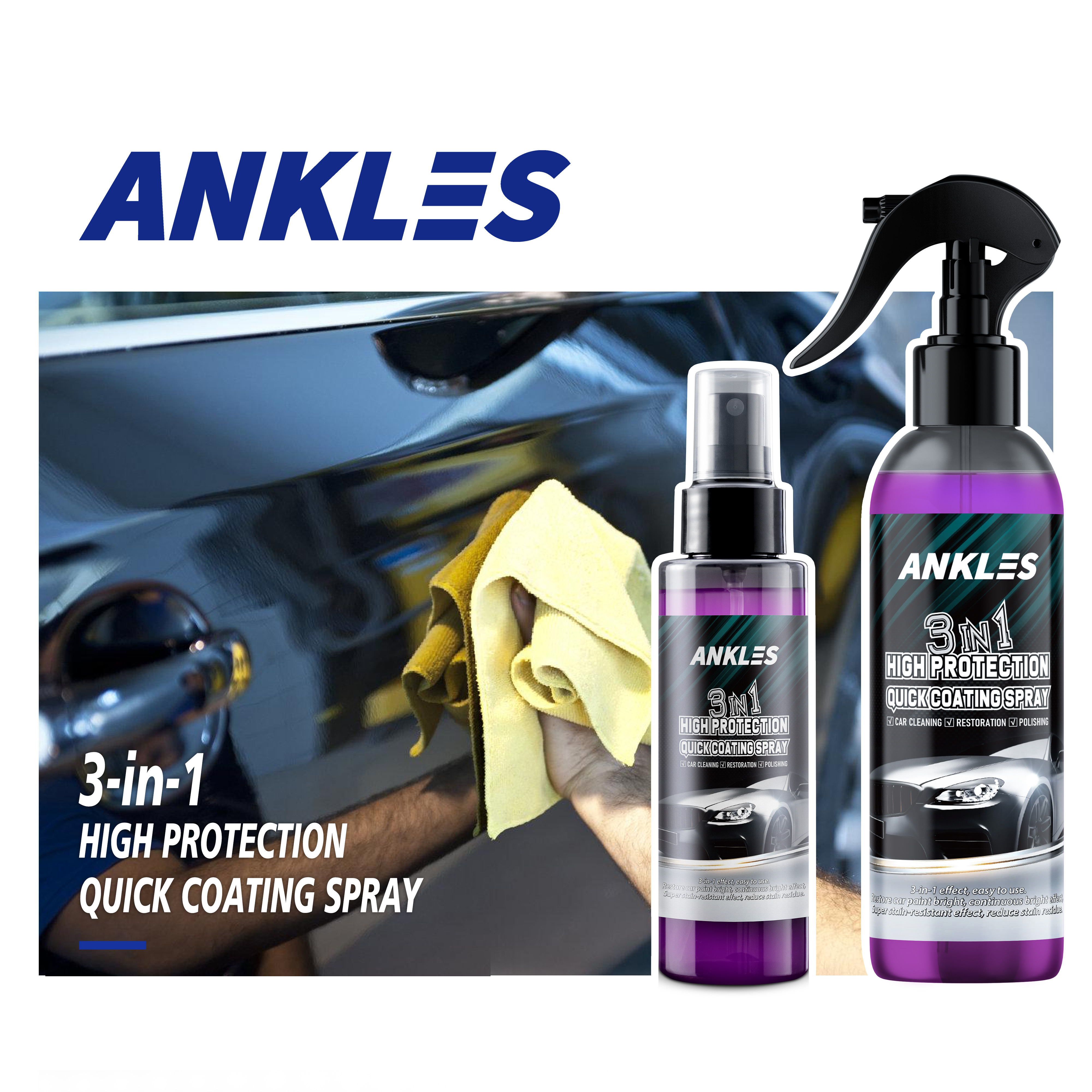 ANKLES High Quality Waterproof Polish Renew Foam Cleaner Car Coating Spray 3 in 1 High Protection Quick Coating Spray