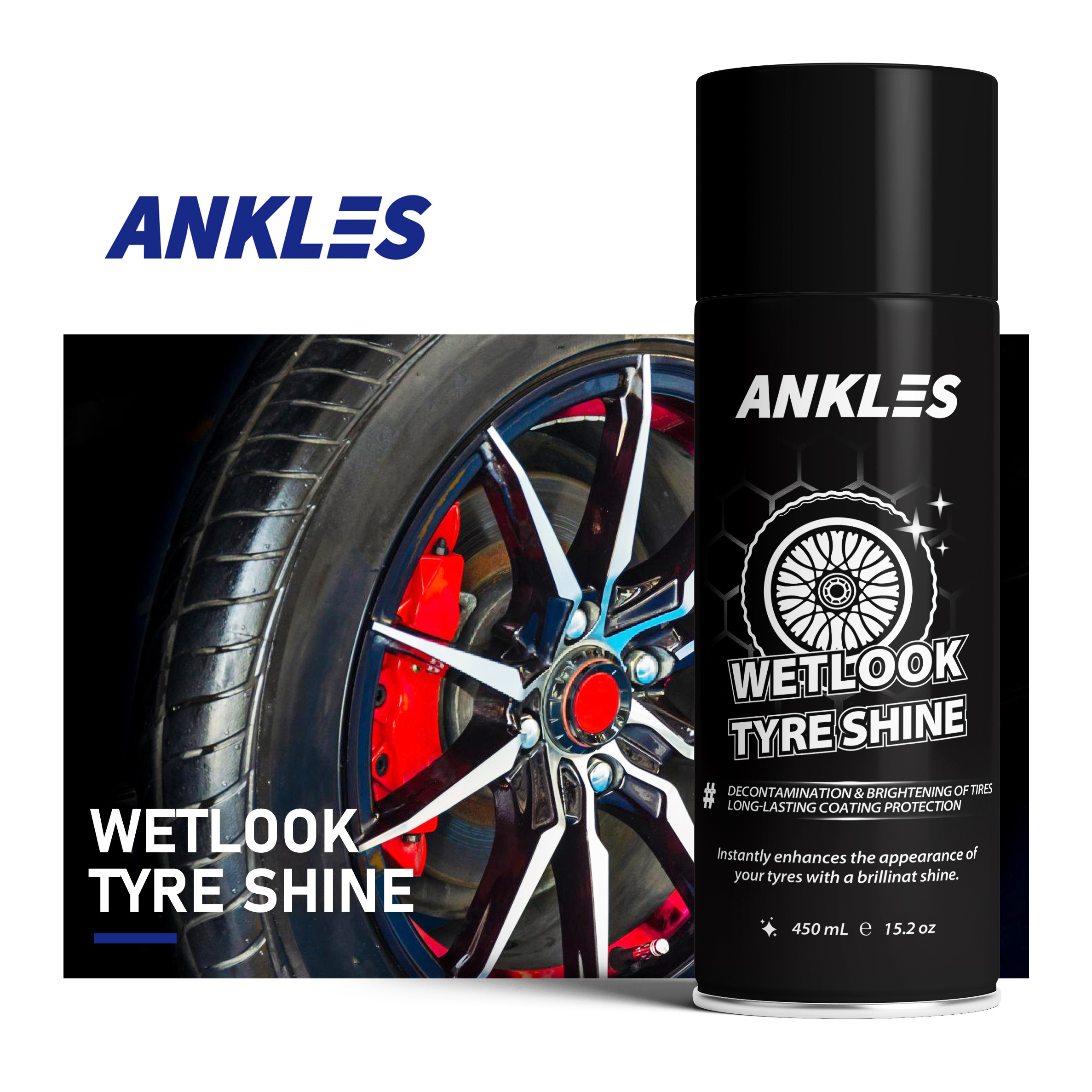 ANKLES high quality motorcycle tyre brightener motor tire brightening polish liquid spray wax tire shine