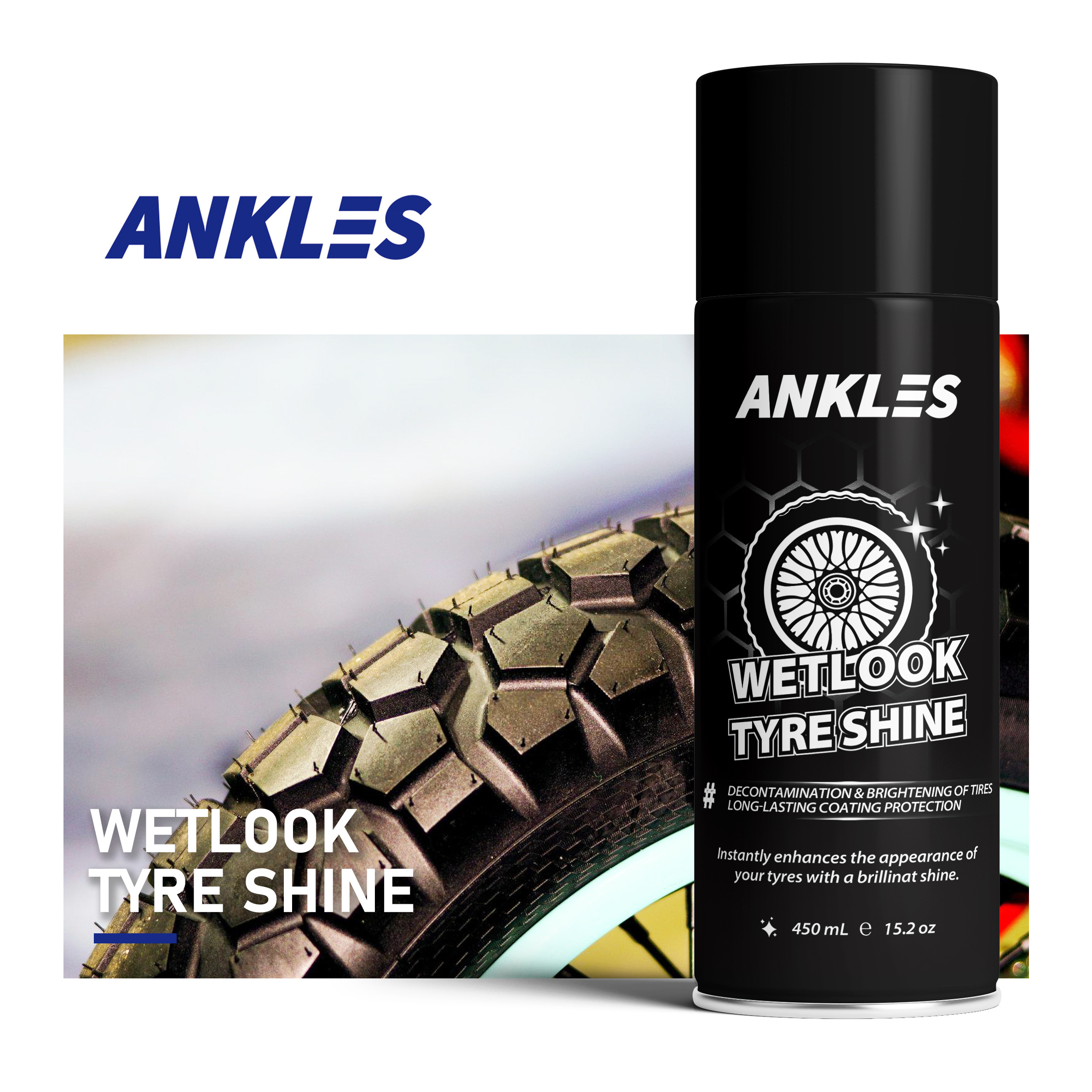 ANKLES high quality motorcycle tyre brightener motor tire brightening polish liquid spray wax tire shine