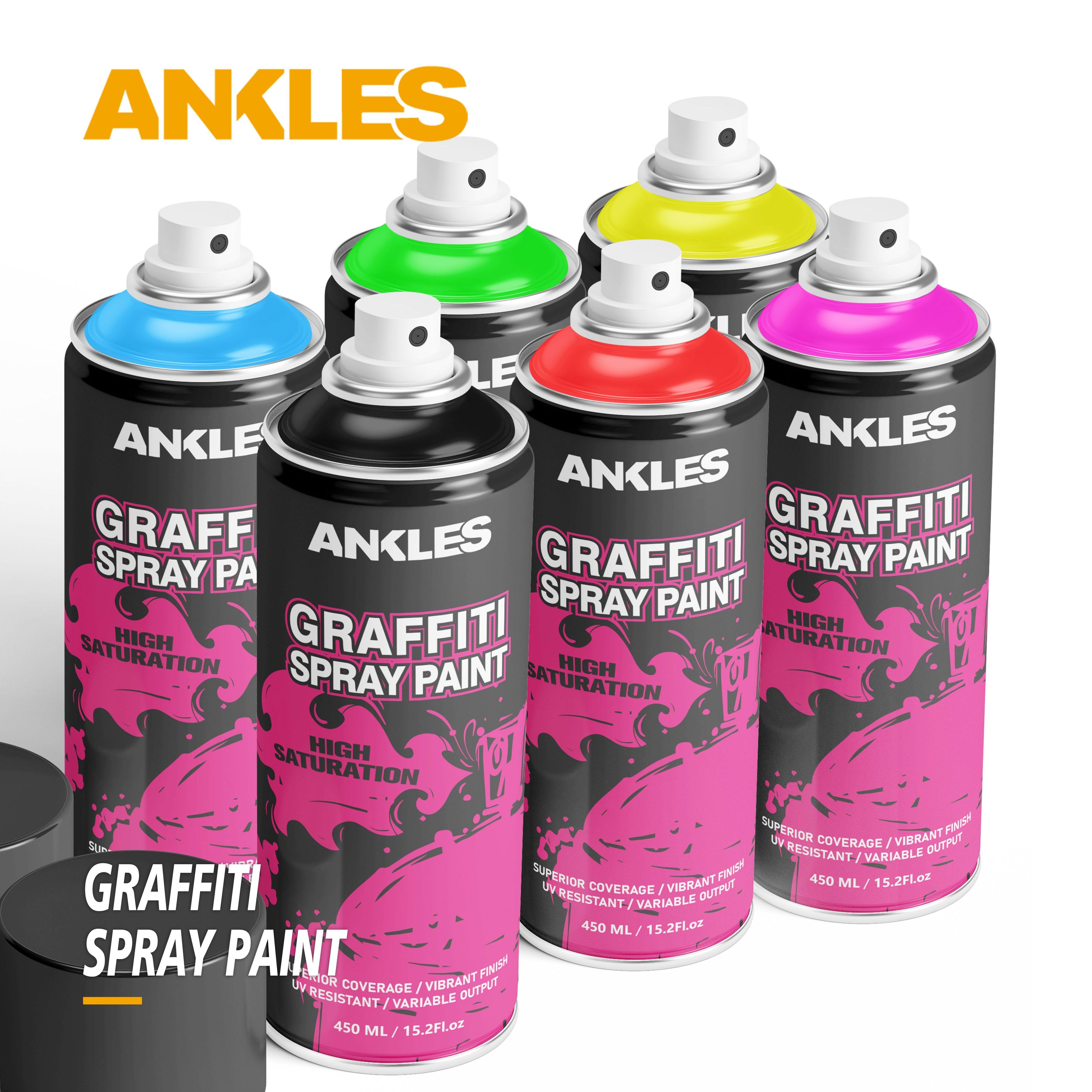 ANKLES wholesale black color graffiti spray paint 400ml airless compressor graffiti spray paint