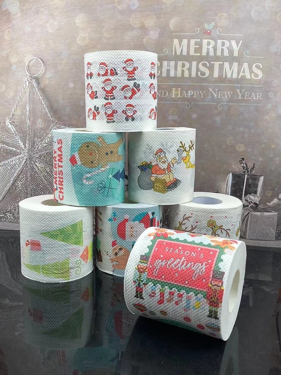 Printed Toilet Papers Funny Elk Paper Roll Of Christmas Theme Paper Tissue Roll