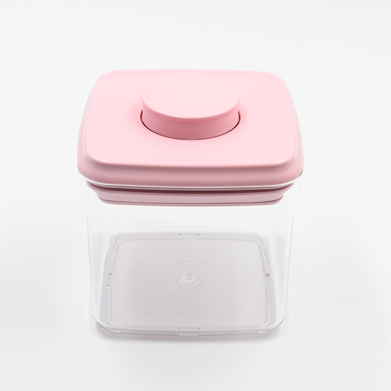 Pink 3 Pieces Set Food Grade Fresh Saving One Press Button Airtight Food Container Storage for Kitchen Dry Food