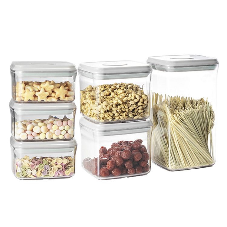 Wholesale 6 Pieces Pack Canister Bpa Free Plastic Food Grains Cereal Lock Storage Pantry Organizer Airtight Container Set