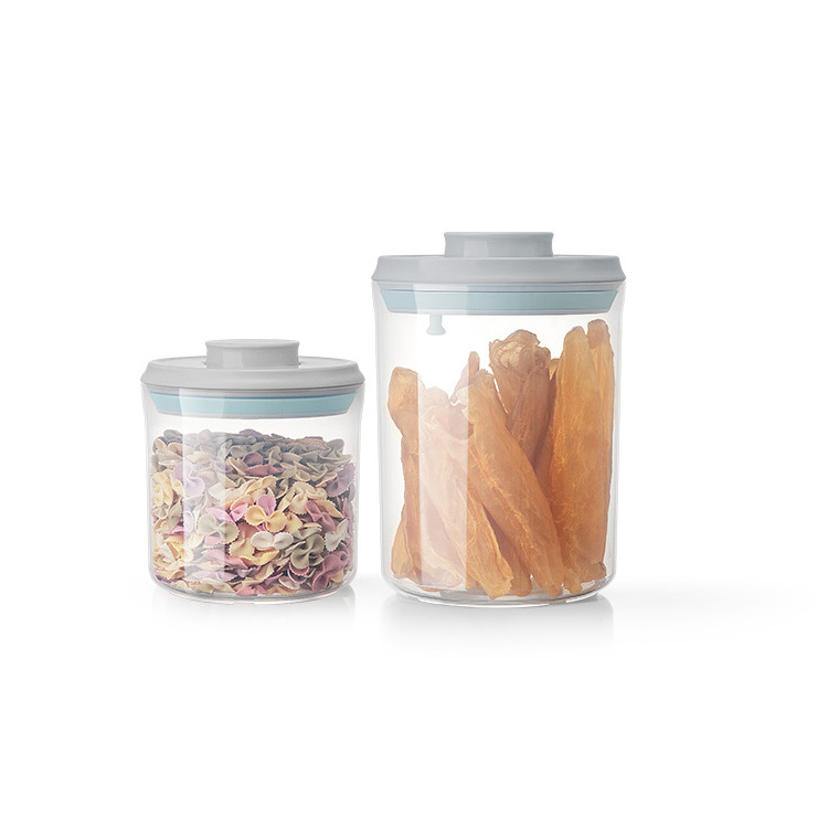 Wholesale kitchen transparent airtight bulk food storage containers pop up design storage jar with lids