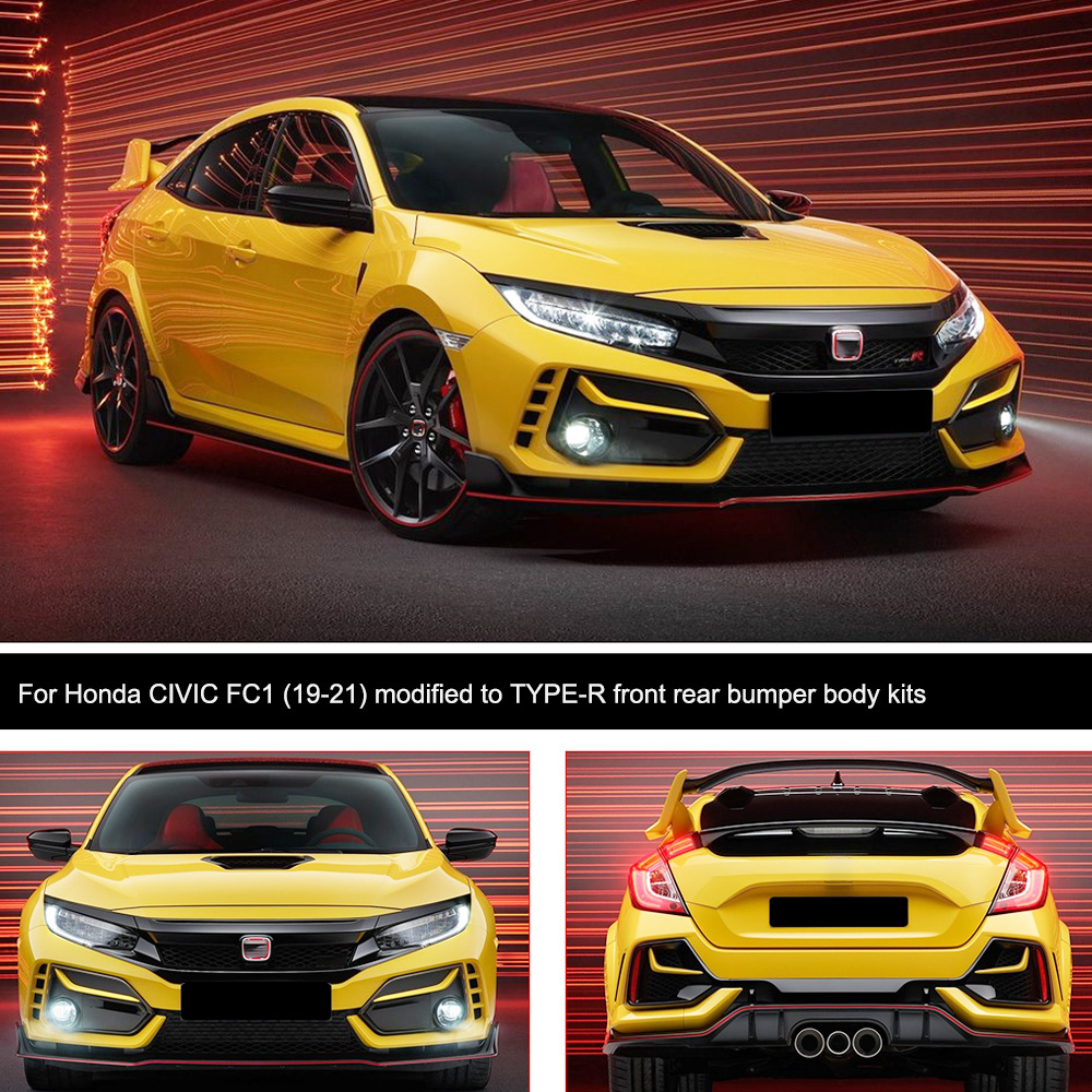 High quality side skirt rear diffuser hood front bumper kit body kit for Honda civic 2019 2021 upgrade to Type R