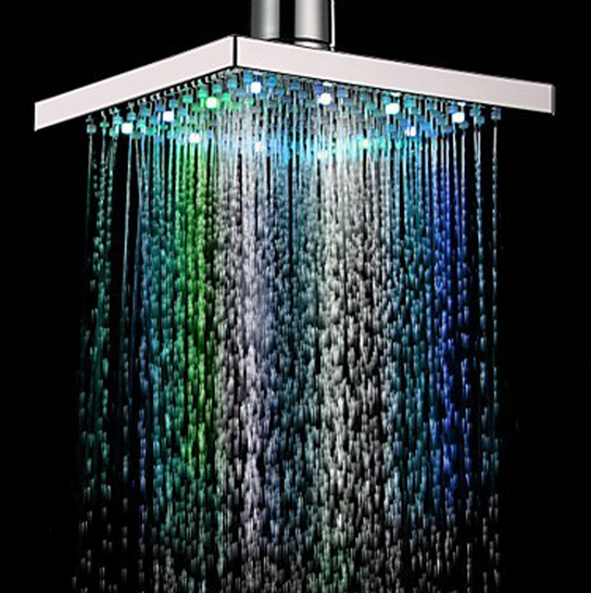 8 Inch Flashing Light LED Shower Head LED  Light Up   Showerhead 7 Color Automatically No Need Batteries