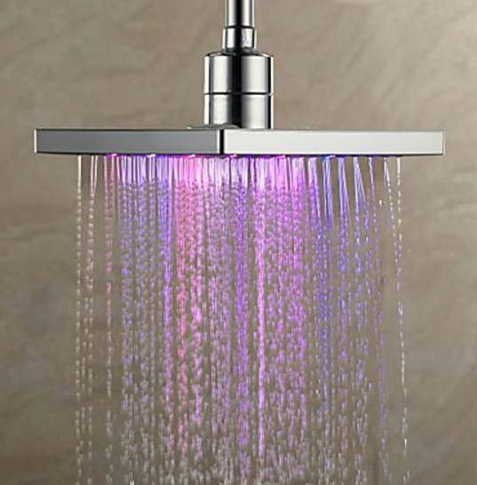 8 Inch Flashing Light LED Shower Head LED  Light Up   Showerhead 7 Color Automatically No Need Batteries