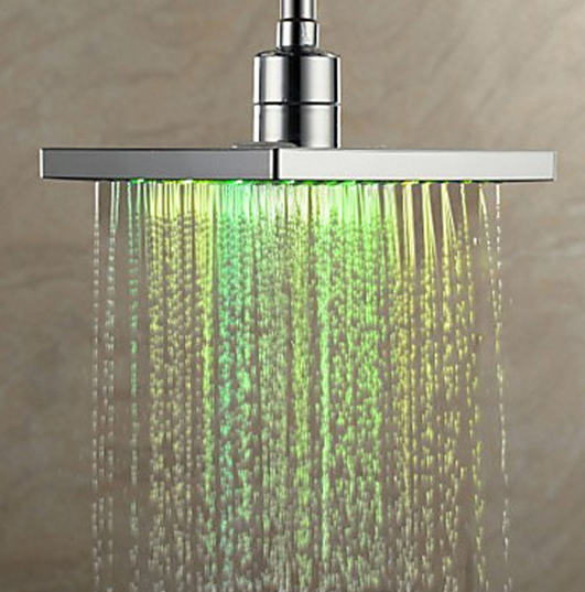 8 Inch Flashing Light LED Shower Head LED  Light Up   Showerhead 7 Color Automatically No Need Batteries