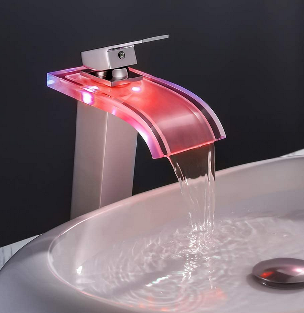 LED Temperature Color Changing  Waterfall Faucet Light Water Tap